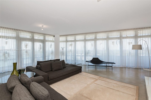 living room with expansive windows