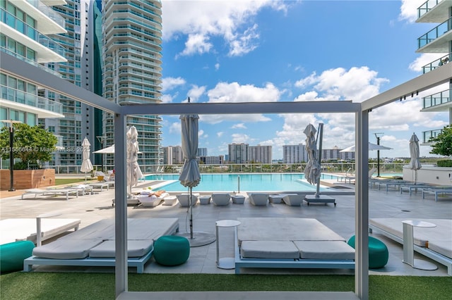 view of pool with a patio area