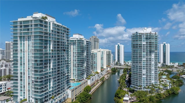 property's view of city with a water view