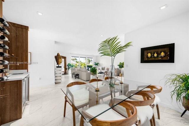 view of tiled dining area