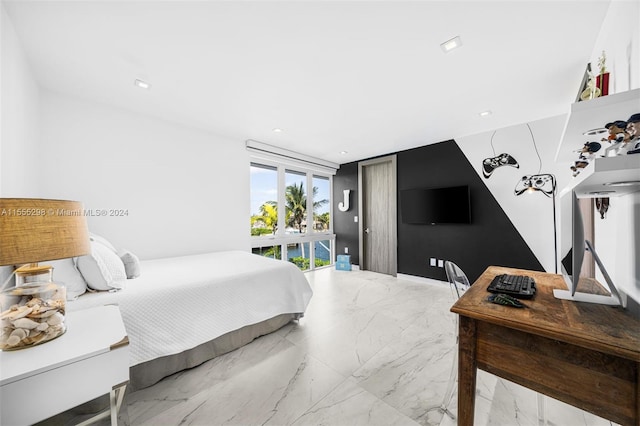 bedroom featuring tile floors