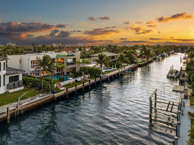 exterior space with a water view