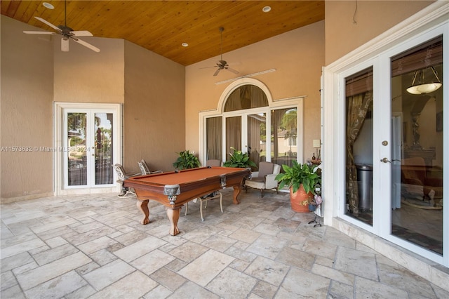 view of patio / terrace with french doors and ceiling fan