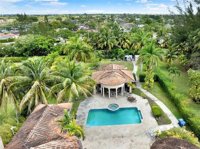 view of swimming pool with a patio area