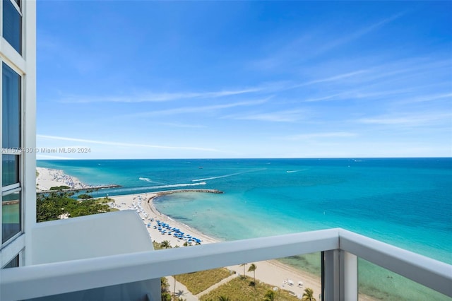 water view with a view of the beach