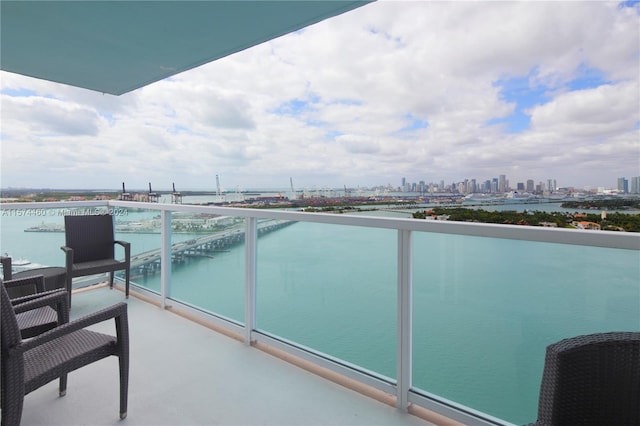 balcony with a water view