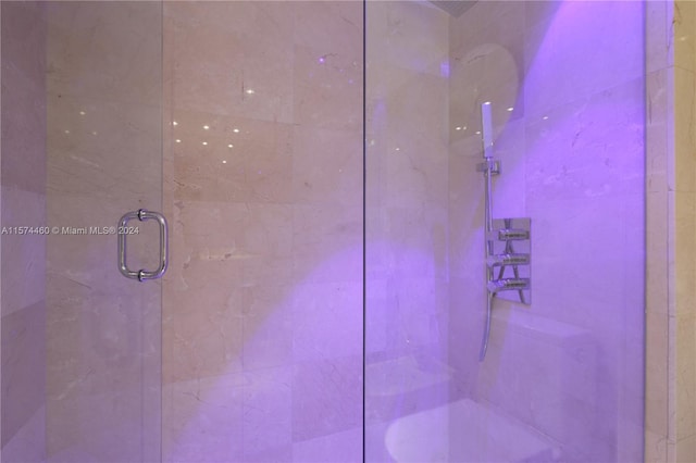 interior details with an enclosed shower