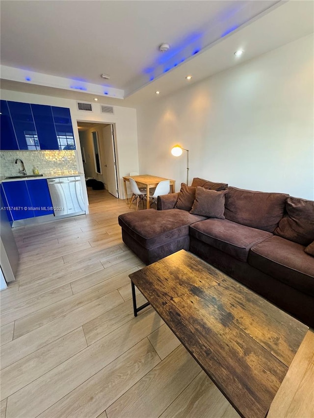 living room featuring light hardwood / wood-style floors