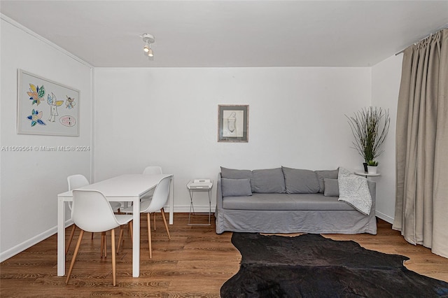 living room with hardwood / wood-style floors