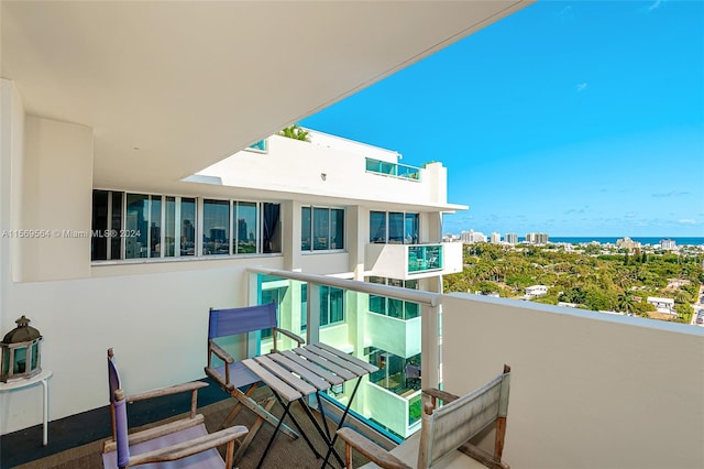 balcony with a water view