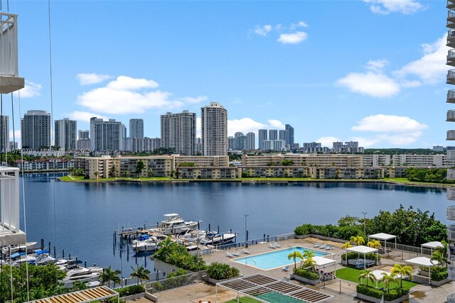 property view of water featuring a view of city