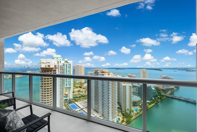 balcony with a water view