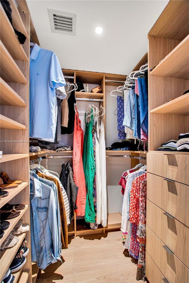 spacious closet with light wood-type flooring