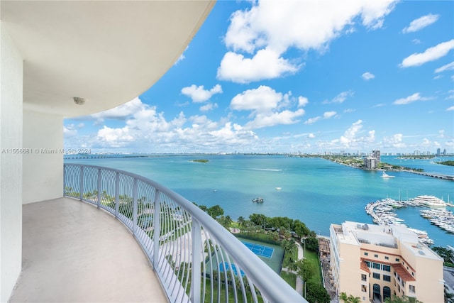 balcony with a water view