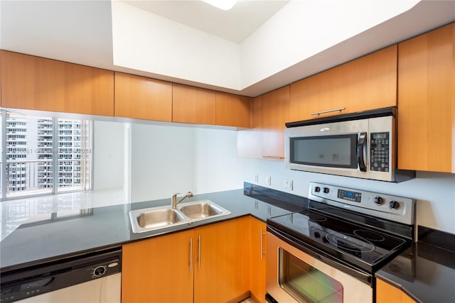 kitchen with appliances with stainless steel finishes and sink