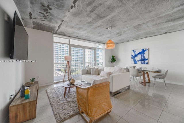 view of tiled living room