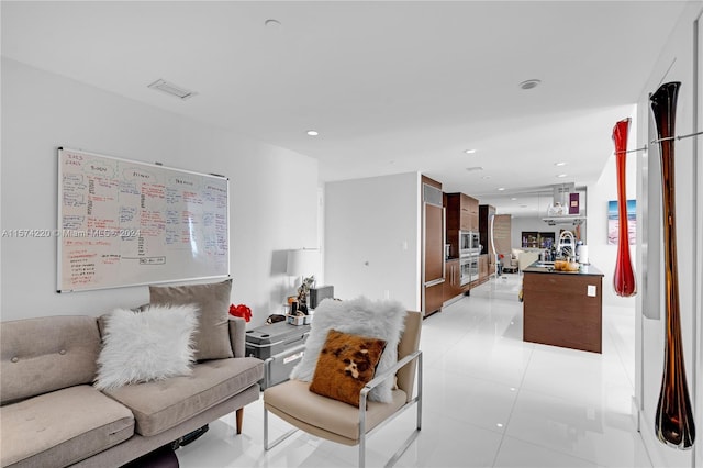 view of tiled living room