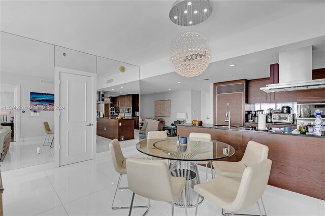 view of tiled dining room