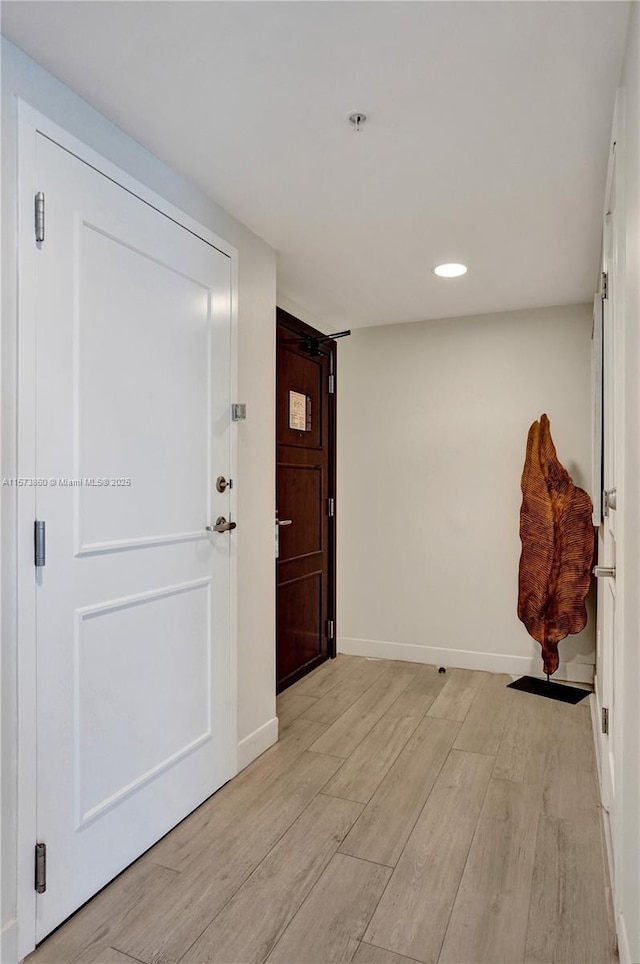 entryway with light wood-type flooring