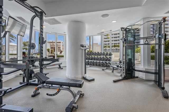 gym featuring plenty of natural light