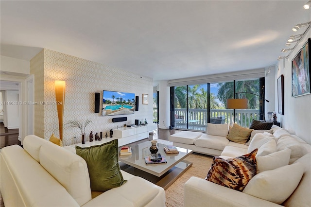 living room featuring hardwood / wood-style floors