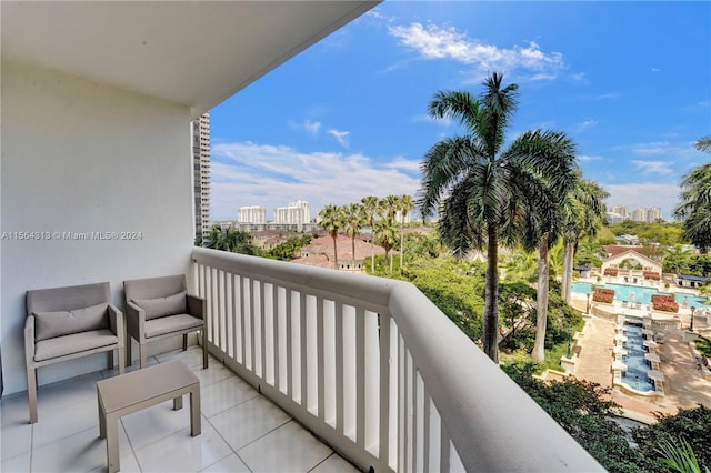 balcony with a swimming pool