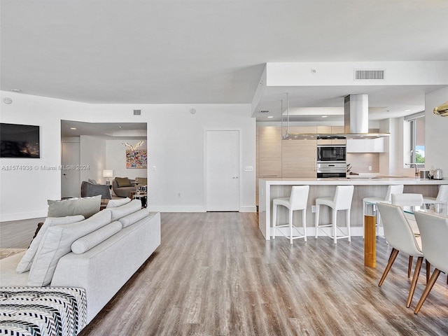 living room featuring light hardwood / wood-style floors