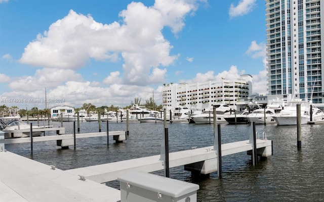 view of dock featuring a water view