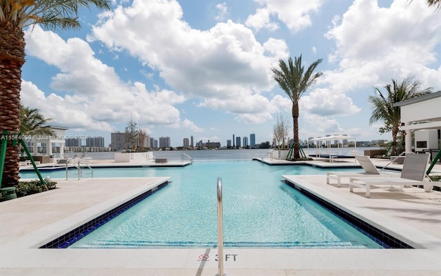 view of pool featuring a patio area