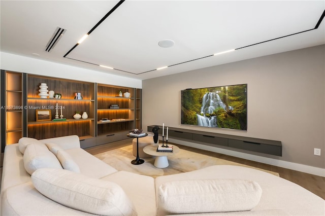 living room with light hardwood / wood-style floors