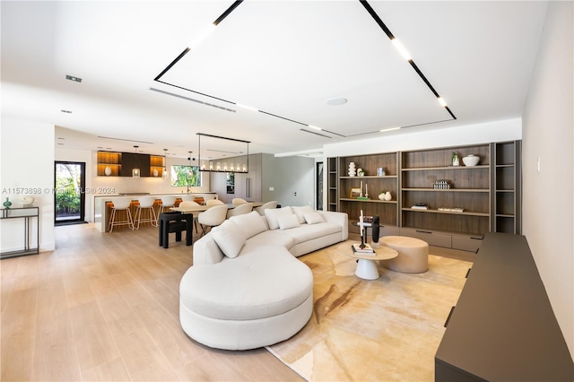 living room with light wood-type flooring