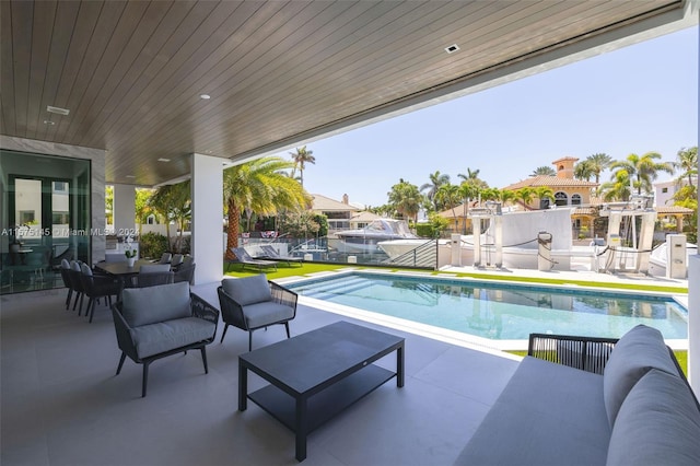 view of swimming pool featuring a patio area and outdoor lounge area