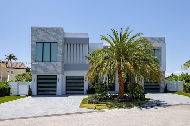 contemporary home with a garage