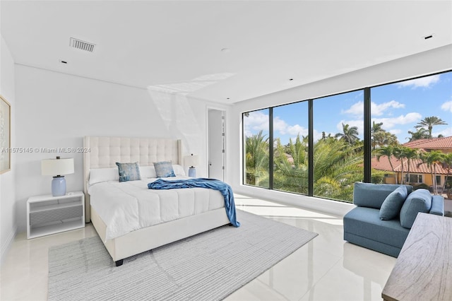 bedroom with tile flooring