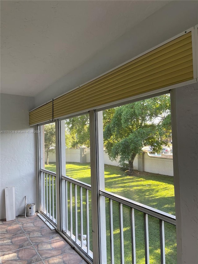 view of unfurnished sunroom