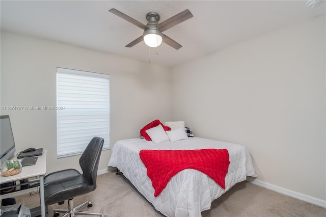 bedroom with carpet flooring and ceiling fan