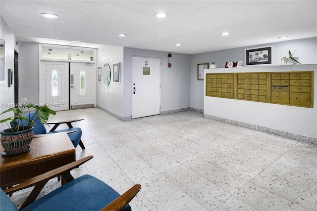 interior space featuring light tile floors