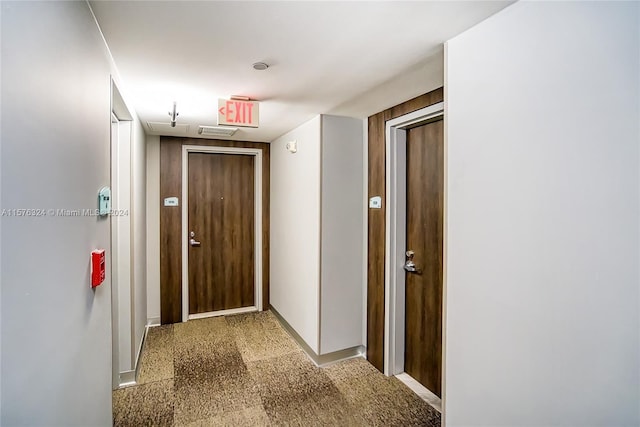 hallway featuring carpet floors