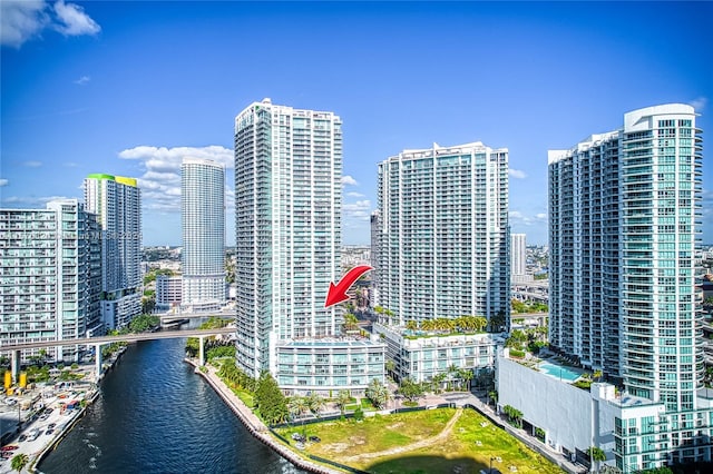 city view with a water view