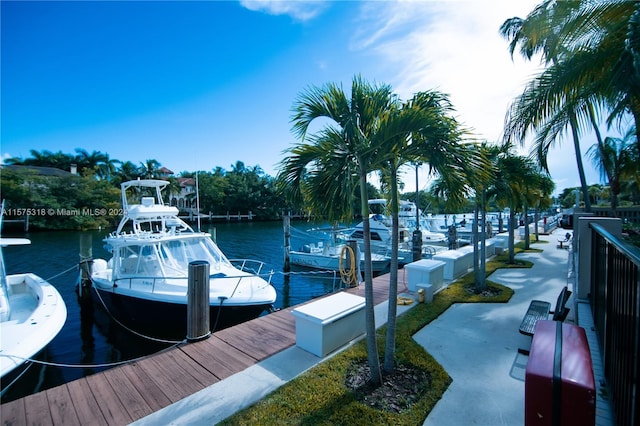 dock area featuring a water view