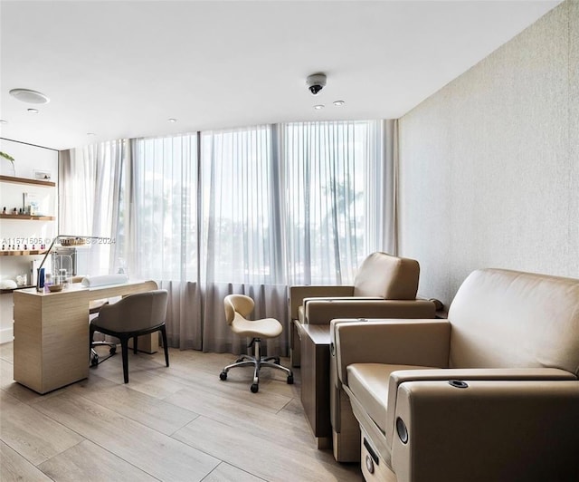 sitting room featuring light hardwood / wood-style flooring