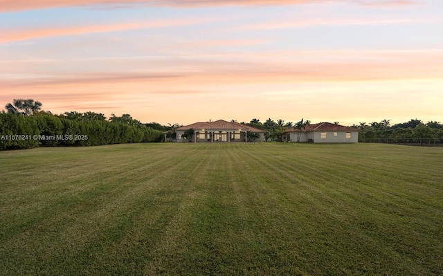 view of yard at dusk