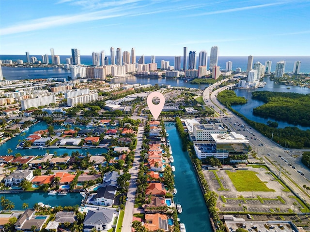 bird's eye view featuring a water view