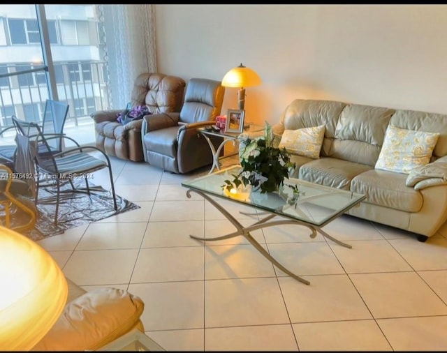 view of tiled living room