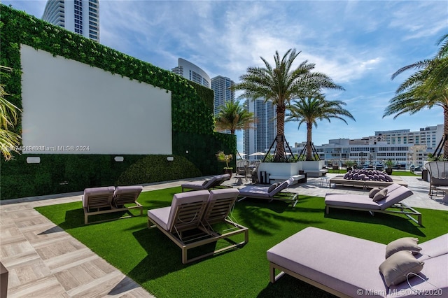 view of yard with a patio area and an outdoor hangout area