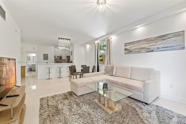 view of tiled living room