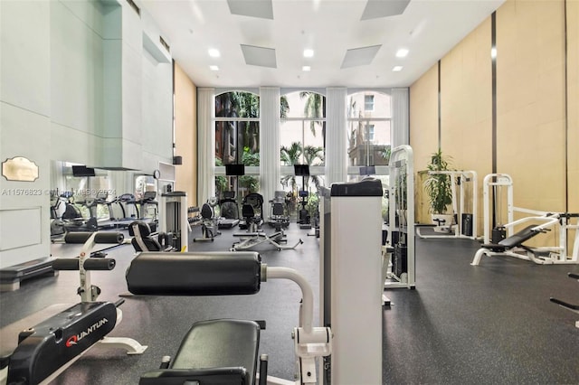 exercise room with expansive windows