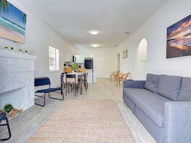 living room featuring light hardwood / wood-style floors