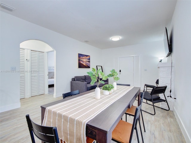 dining area featuring light hardwood / wood-style flooring