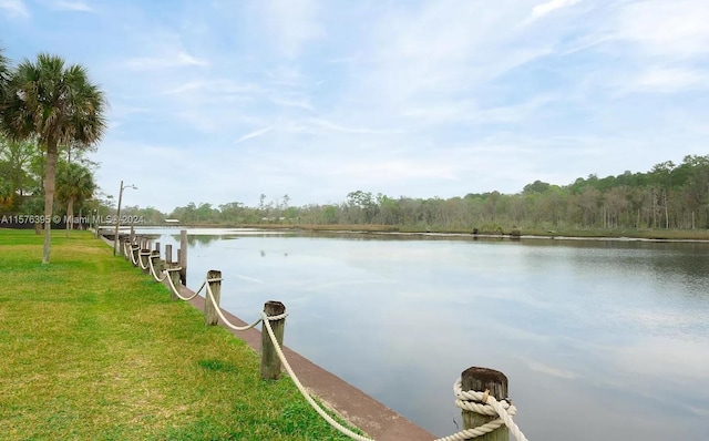 dock area featuring a water view